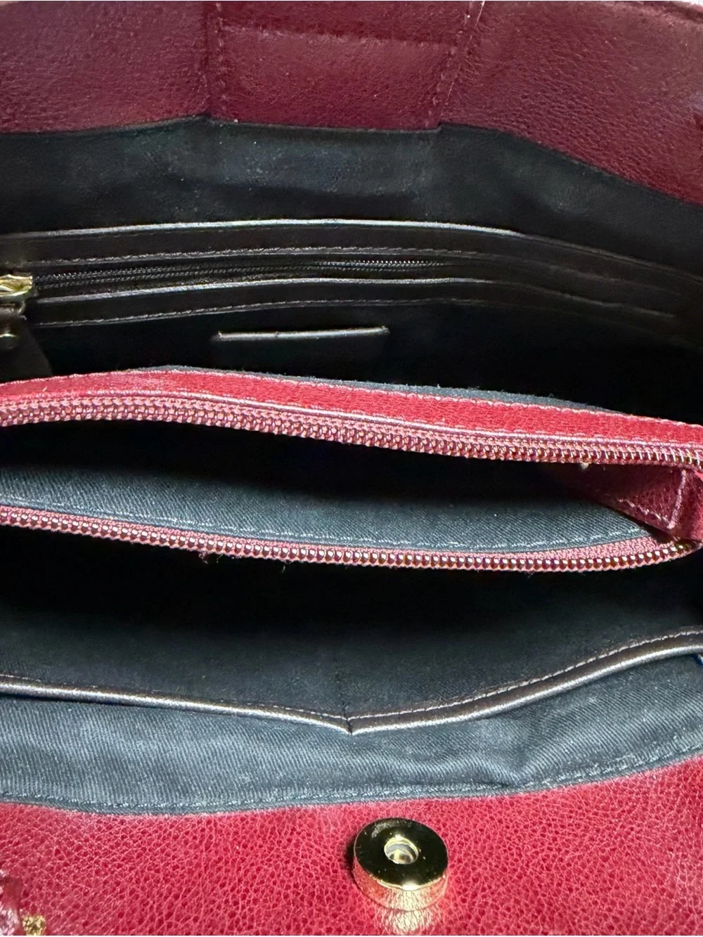 Antonio Melani Burgundy Leather Satchel Purse Gold Hardware Quilted Shoulder Bag